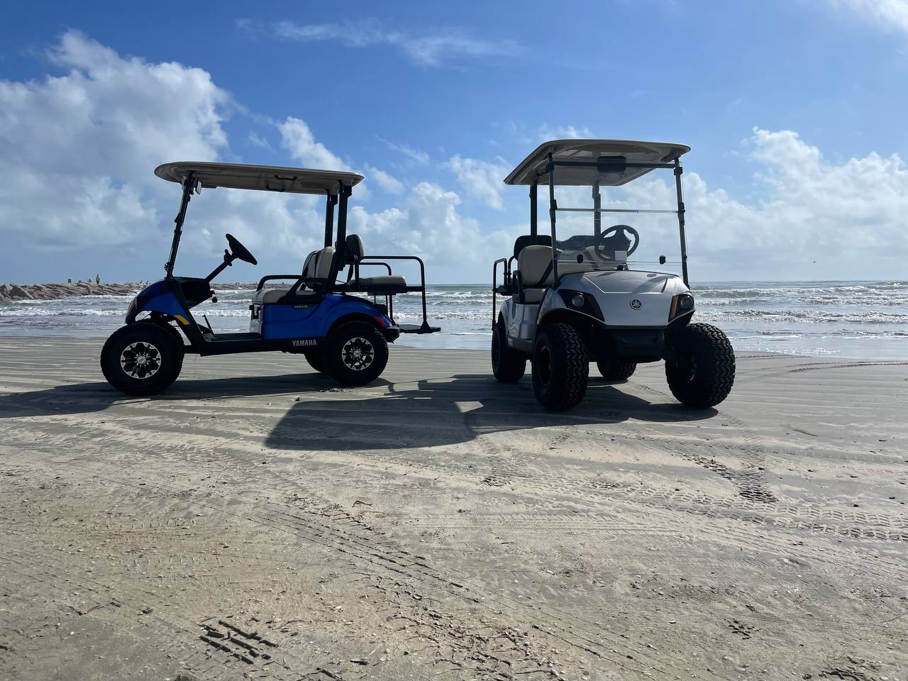 Cruising Mustang Island in a Peyton's cart