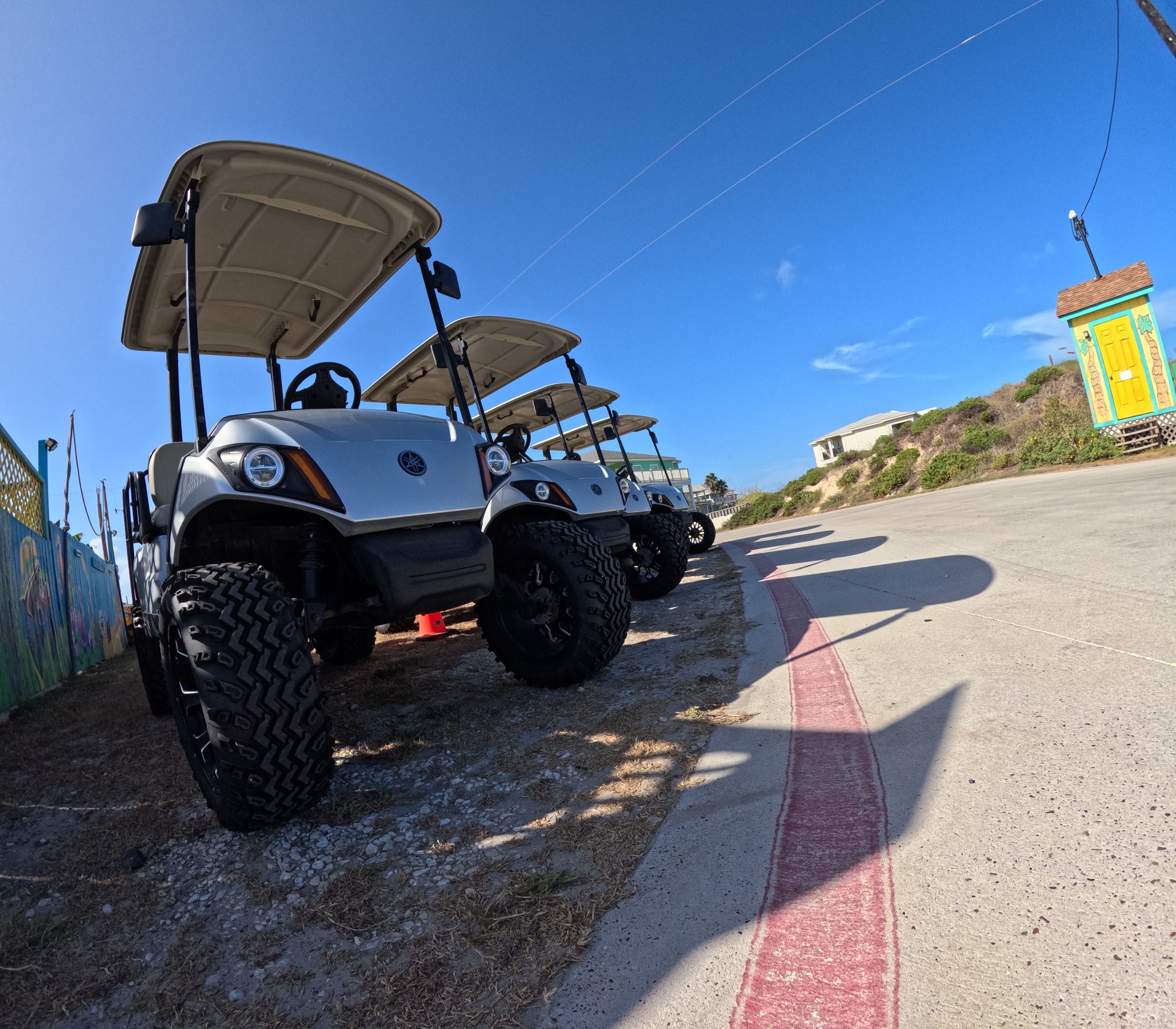 Peyton's golf cart at On the Beach RV Port Aransas Access Road 1-A