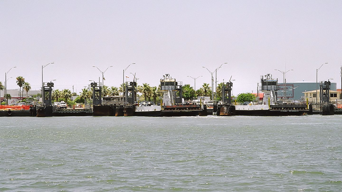 Port Aransas ferry landing on the Aransas Pass ship channel