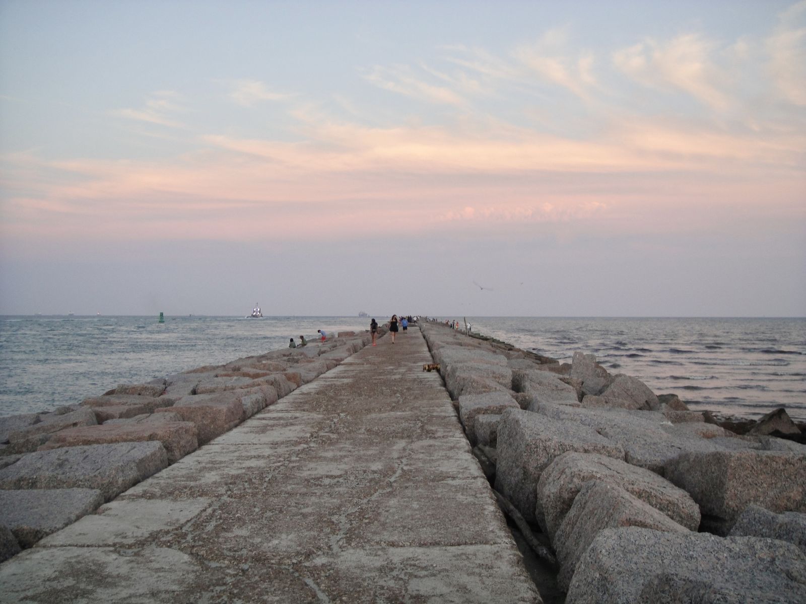 Port Aransas jetty at first light, looking toward the Gulf